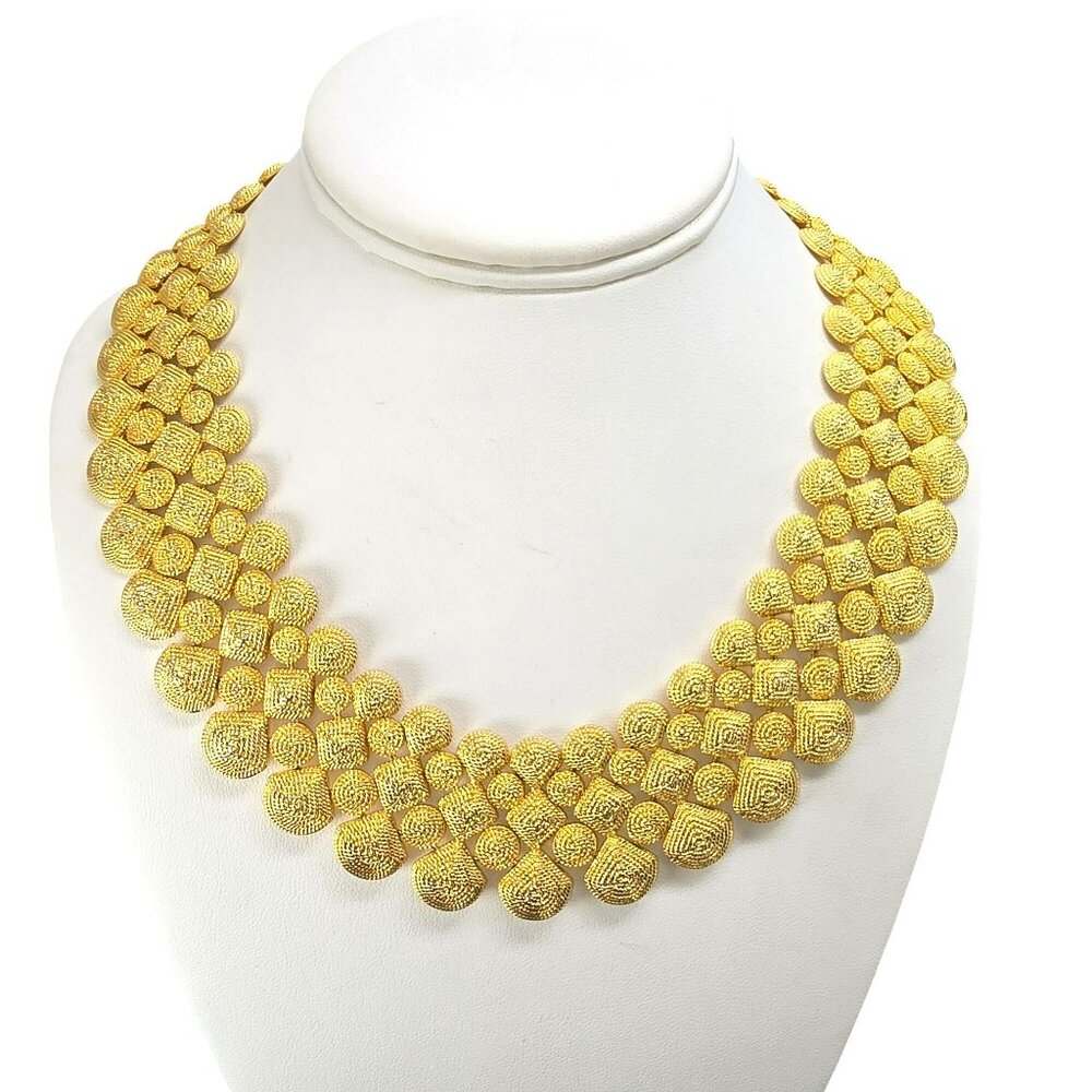 Gold Necklace With Intricate Beaded Design Adjustable Closure Fred Meyers HS139